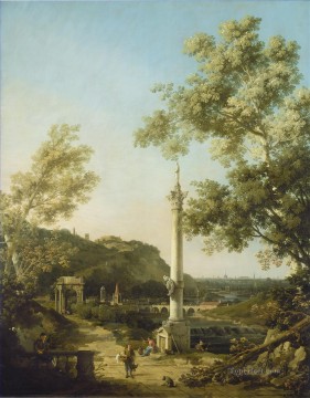 カナレットの柱のあるカプリッチョ川の風景 Oil Paintings